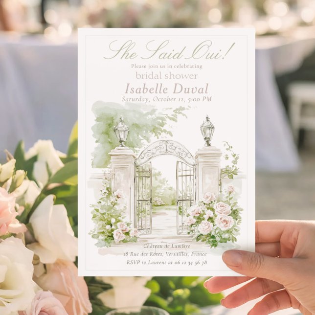 Convites Elegante Jardim de Casamento Pastel Château Francê (Criador carregado)
