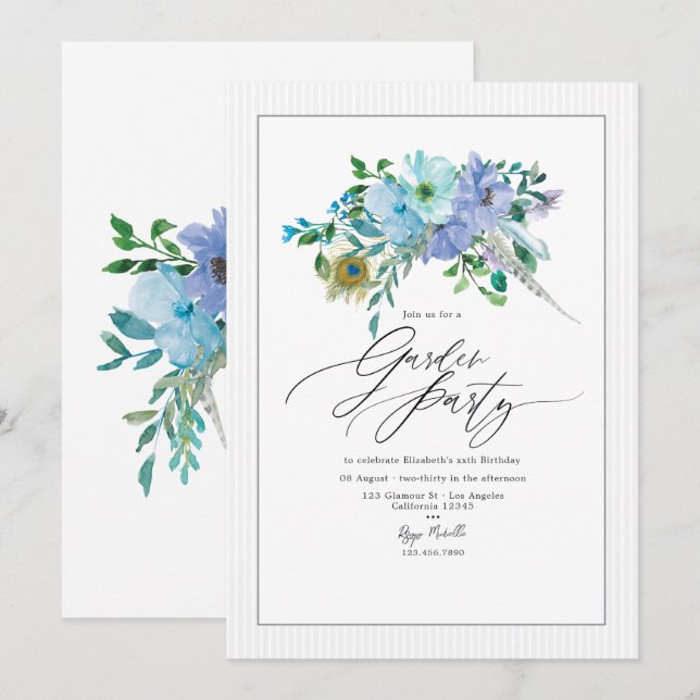 Convites Elegante Jardim de Festa Floral Boho em Tons de Ho (Frente/Verso)
