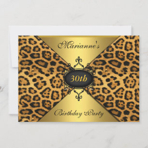 Convites Elegante Jóia Antiga de Leopardo Preto para Aniver