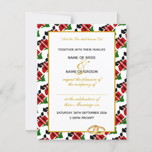 Convites Elegante KENYA FLAG com WEDDING de Script Dourado