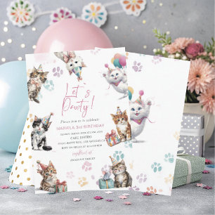 Convites Elegante Kit de Aniversário de 3 anos de Gatinho A