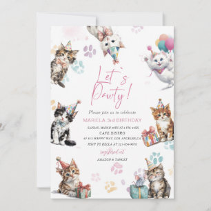 Convites Elegante Kit de Aniversário de 3 anos de Gatinho e