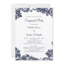 Elegante Lace Romântico para Festa de Noivado Azul