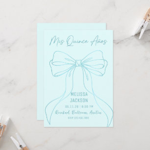 Convites Elegante Laço de Fita Azul Claro Quinceanera