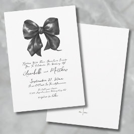 Convites Elegante Laço Preto Simples de Casamento