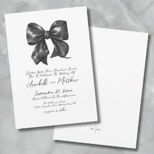 Convites Elegante Laço Preto Simples de Casamento
