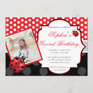 Convites Elegante Ladybug Bolinhas Birthday
