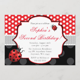 Convites Elegante Ladybug Bolinhas Birthday