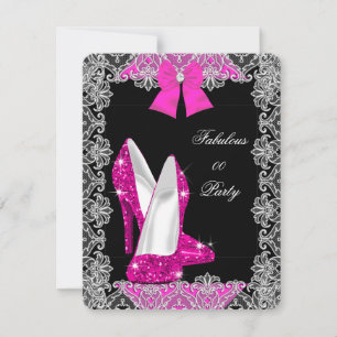 Convites Elegante Lantejoulas Rosa Quente Stiletto Fabulosa