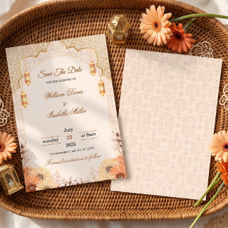 Convites Elegante Lanterna Árabe Floral Save The Date