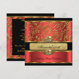 Convites Elegante Laranja Queimado Vermelho Dourado Damasco