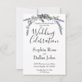 Convites Elegante Lavanda Eucalyptus de rosa-rosa-chic