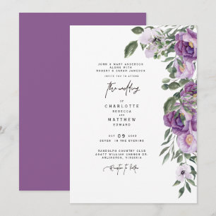 Convites Elegante Lavanda Floral Luxuriante Casamento de Am
