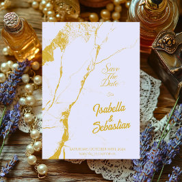 Convites Elegante Lavanda Suave e Mármore Dourado Salve a D