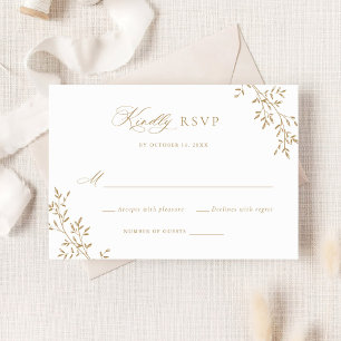 Convites Elegante Leafy Dourada Laurel Botanical Wedding RS