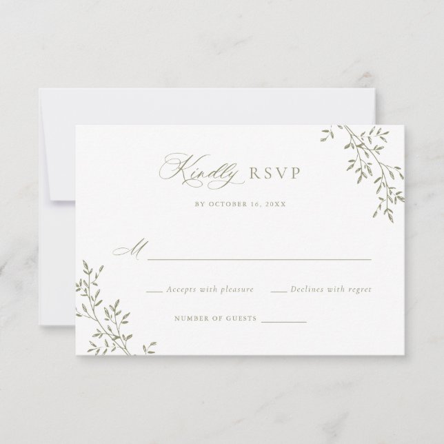 Convites Elegante Leafy Sage Laurel Botanical Wedding RSVP (Frente)