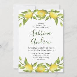 Convites Elegante Lemons Watercolor Casamento Verde