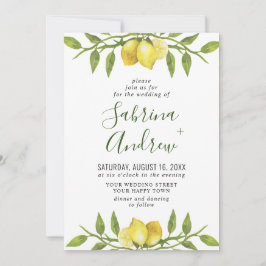 Convites Elegante Lemons Watercolor Casamento Verde