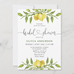 Convites Elegante Lemons Watercolor CHÁ DE PANELA verde