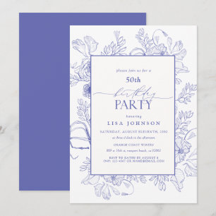 Convites Elegante Lilac Lavanda 50º Aniversário Floral