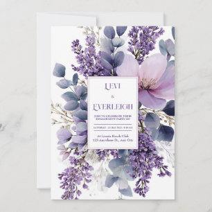 Convites Elegante Lilás Lavanda Eucalipto Aquarela