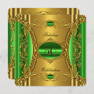Convites Elegante Limão Verde Dourado Fabuloso 50º Aniversá