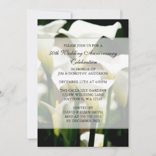 Convites Elegante Lírio Calla Branco 50º Aniversário de Cas