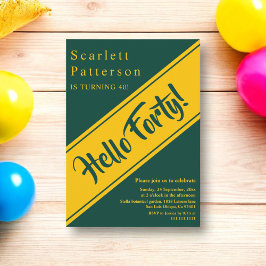 Convites Elegante Luxo, aniversário de 40 anos Chic Verde E