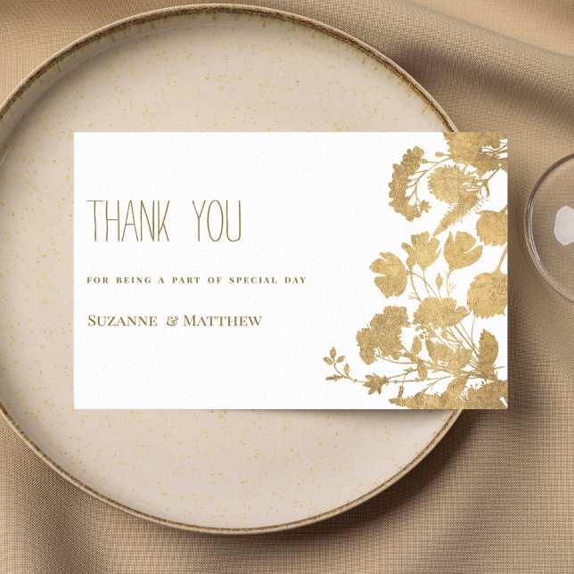 Convites Elegante luxo de girassol de ouro branco Obrigado (Elegant white gold wildflower luxury Thank You)