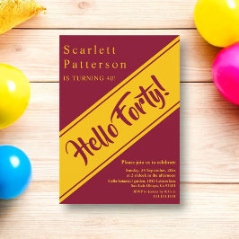 Convites Elegante Luxúria Borgonha E aniversário de 40 anos