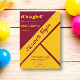 Convites Elegante Luxúria Borgonha E Dourado Chá de fraldas