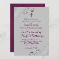 Elegante Magenta sobre Casamento Moderno Católico