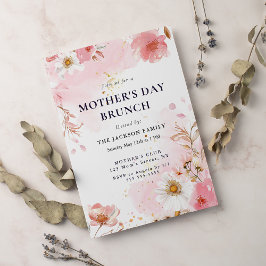 Convites Elegante Magnolia Blush Floral Dia de as mães Brun