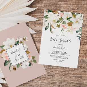 Convites Elegante Magnolia Branca e aspersão