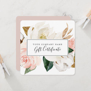 Convites Elegante Magnolia Certificado de Presente Branco