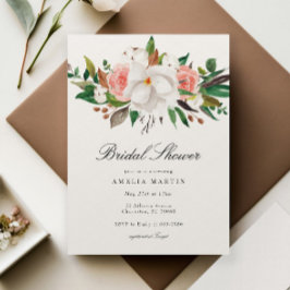 Convites Elegante Magnolia Floral Chá de panela