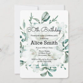 Convites Elegante Magnolia Greenery aniversário de 30 anos