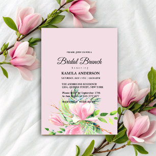 Convites Elegante Magnolia Rosa Chá de panela de Aquarela