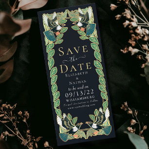 Convites Elegante Magpie Art Nouveau Casamento Salve a Data