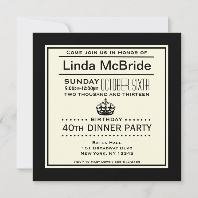 Convites Elegante mantenha o aniversário calmo (Frente)