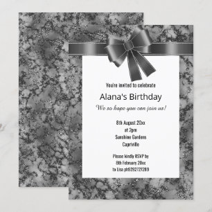 CONVITES ELEGANTE MARBLE GLITTER BLACK ARCO BRANCO
