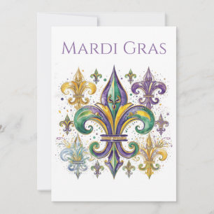 Convites Elegante Mardi Gras em Aquarela