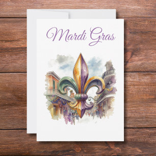 Convites Elegante Mardi Gras em Aquarela 