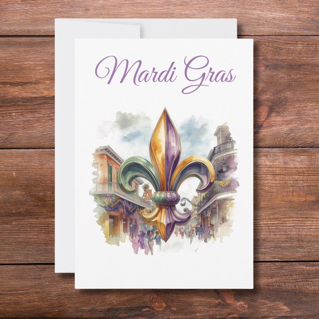 Convites Elegante Mardi Gras em Aquarela  (Criador carregado)