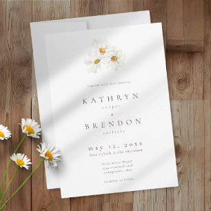 Convites Elegante Margarida Aquarela Casamento Minimalista
