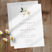 Elegante Margarida Aquarela Casamento Minimalista
