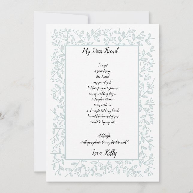 Convites Elegante Marinho Blue Floral será minha dama de ho (Frente)