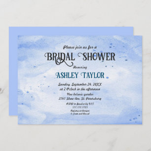 Convites Elegante Marinho de Aquarela Azul Chá de panela Ru