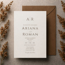 Convites Elegante Marrom Mocha Casamento Minimalista Atempo