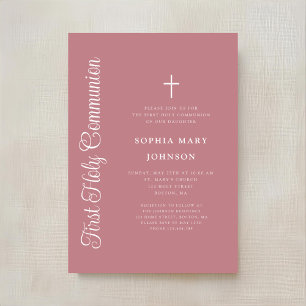 Convites Elegante Menina de Rosa Empoeirada em Script Prime